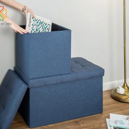 Ghế đôn sofa vuông kiêm hộp vải đựng đồ đa năng