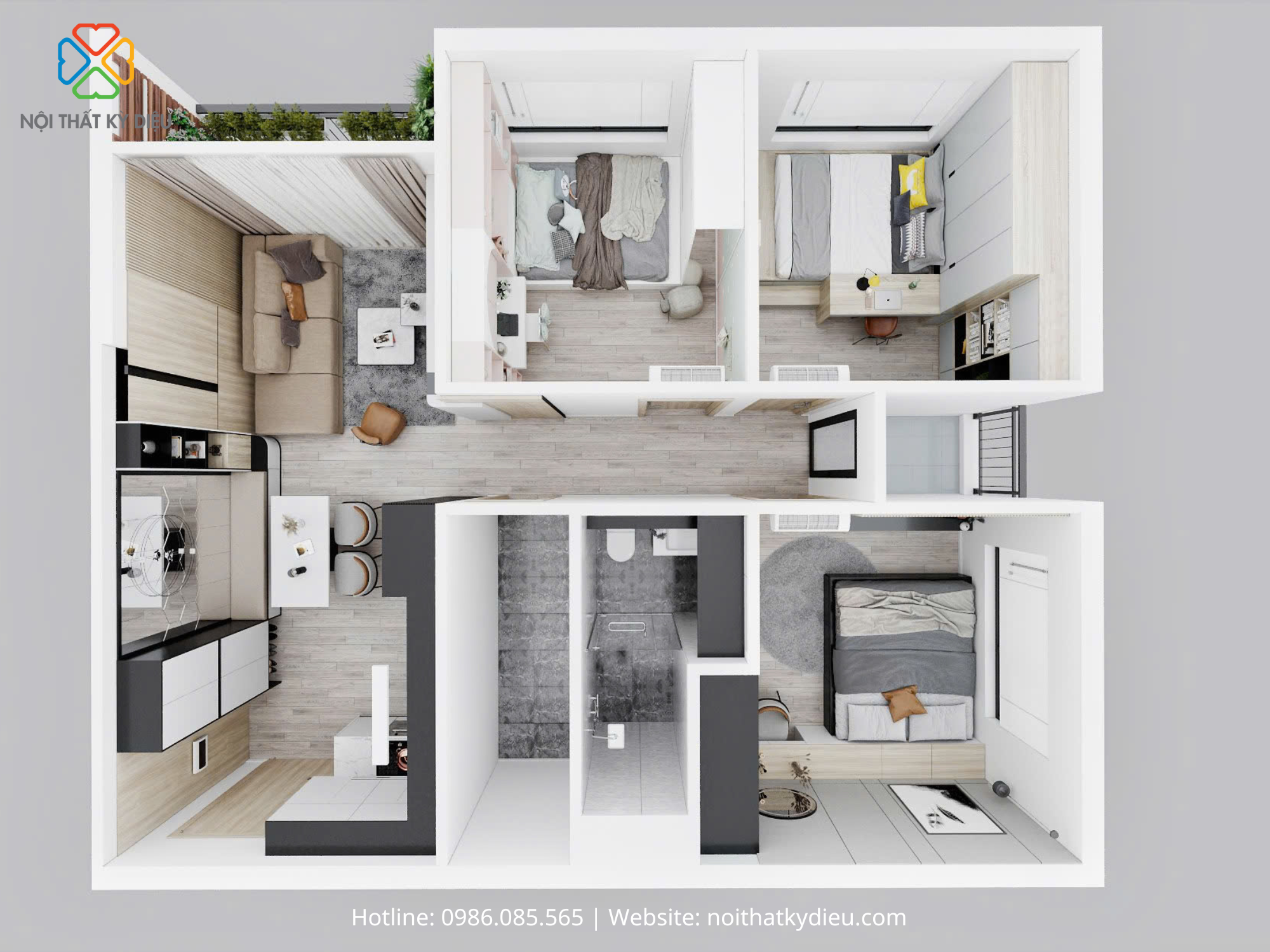 Nâng Tầm Không Gian Sống Với Thiết Kế Nội Thất Căn Hộ 75m2 Hiện Đại Tại Vinhomes Ocean Park 10 383