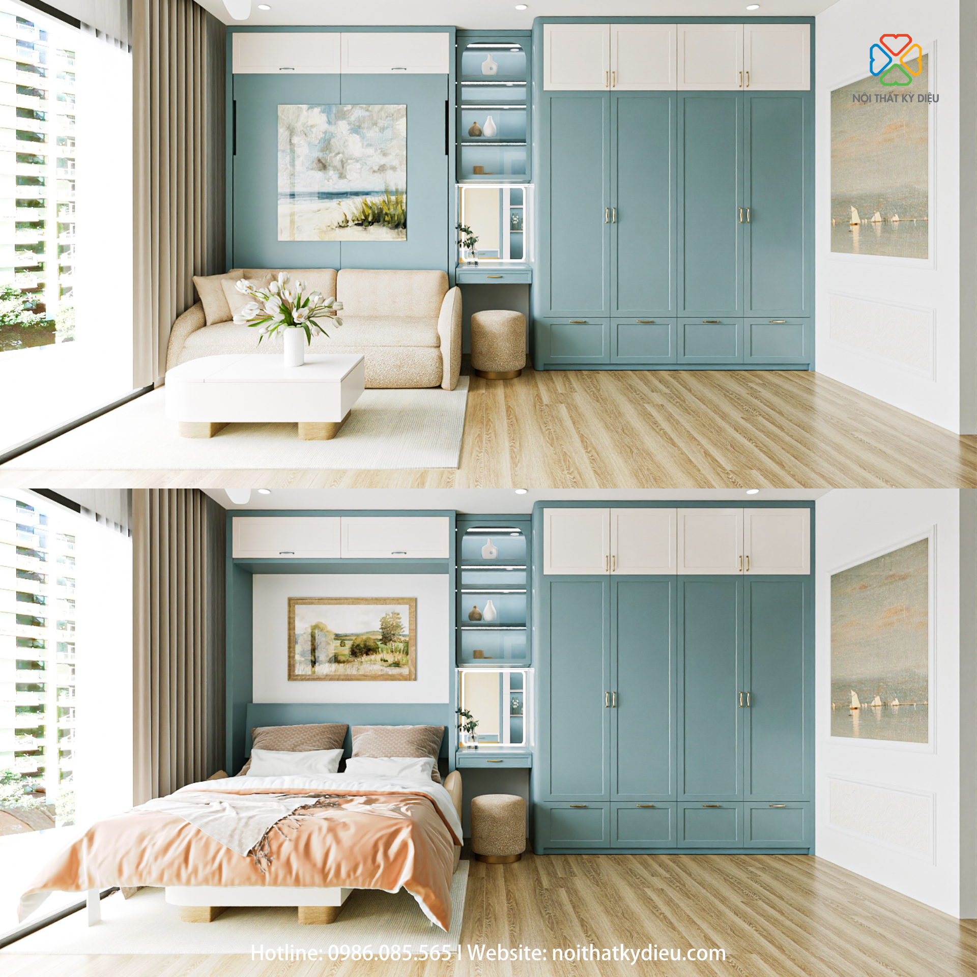 Nâng tầm thiết kế căn hộ Studio 29m2 tối ưu không gian và gia tăng giá trị đầu tư 2 Giường gấp thông minh trong thiết kế căn hộ studio 29m2